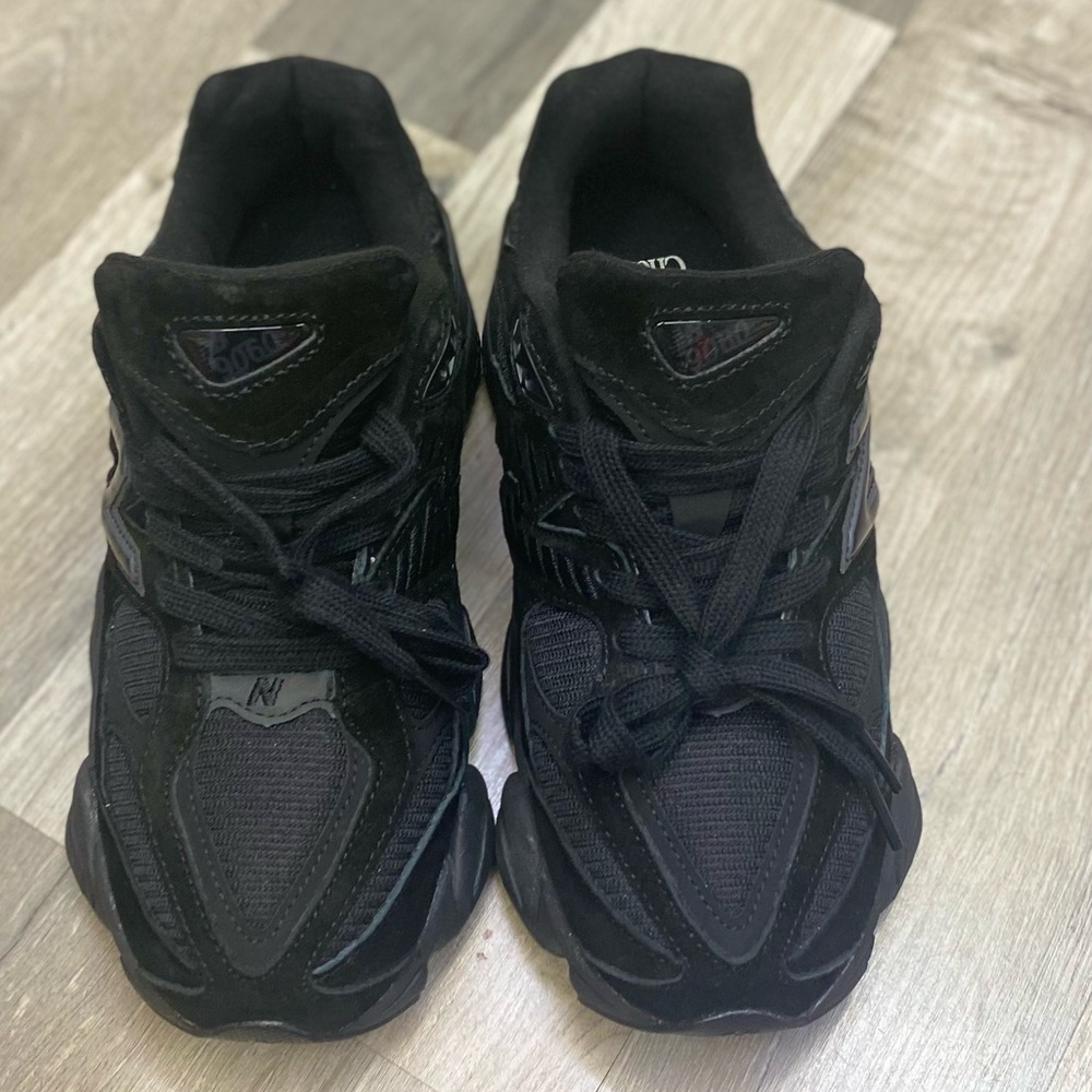 New Balance 9060 Triple Black Suede Mesh Chunky Sneakers Athletic Streetwear